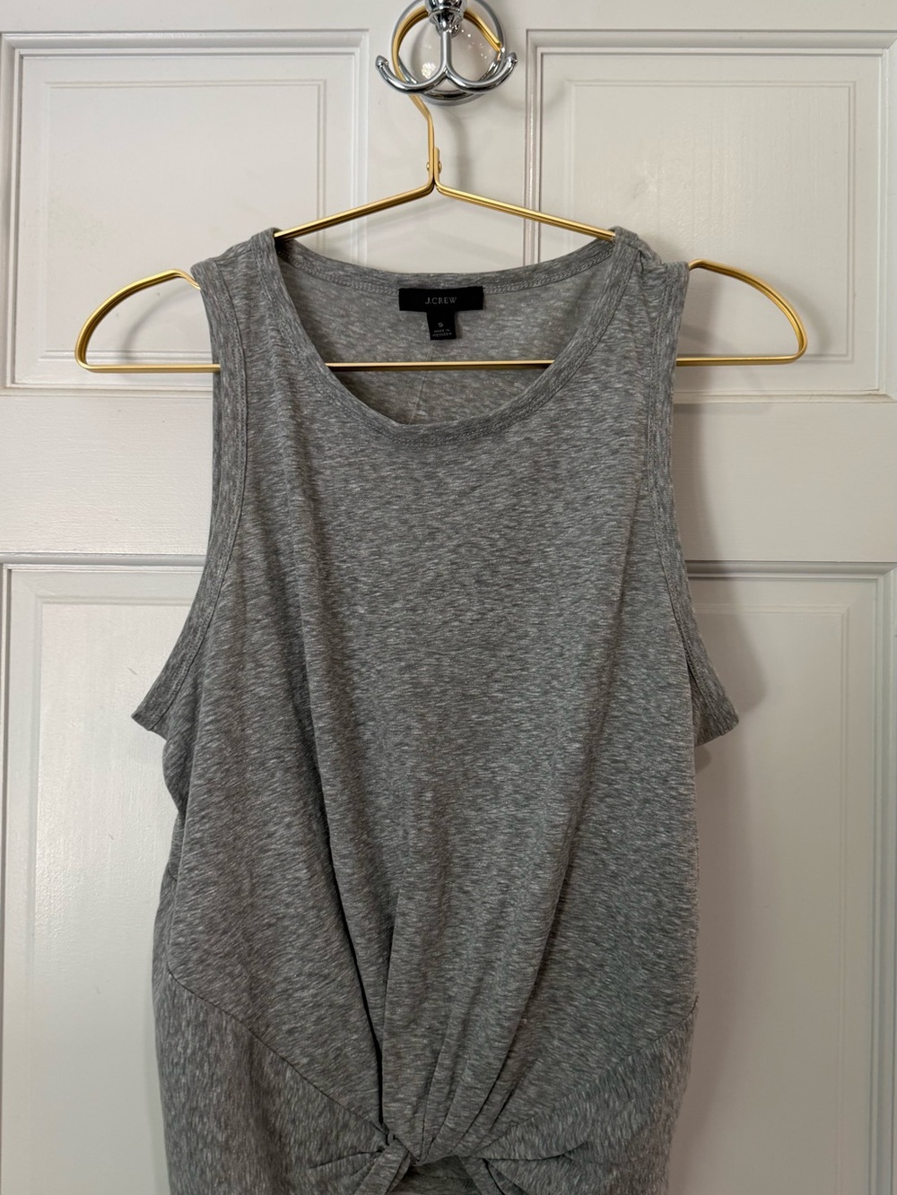 J. Crew Heather Gray Knot-Front Tank Size Small